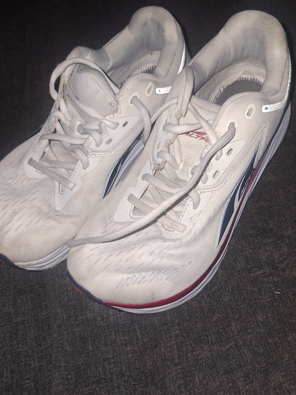 Altra Women's White Running Shoes with Navy & Pink Trim